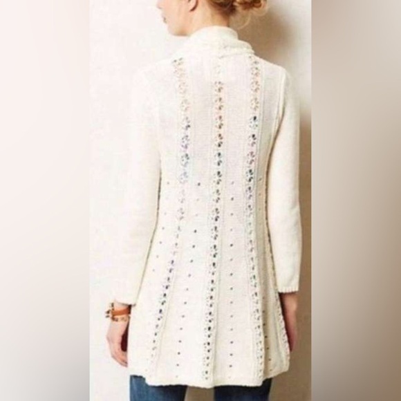 Anthropologie Angel of The North Off White Cardigan size Small Long - Picture 8 of 9